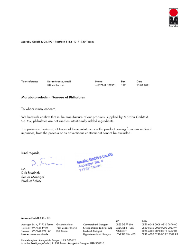 Marabu's Phthalate-Free Product Assurance | PDF