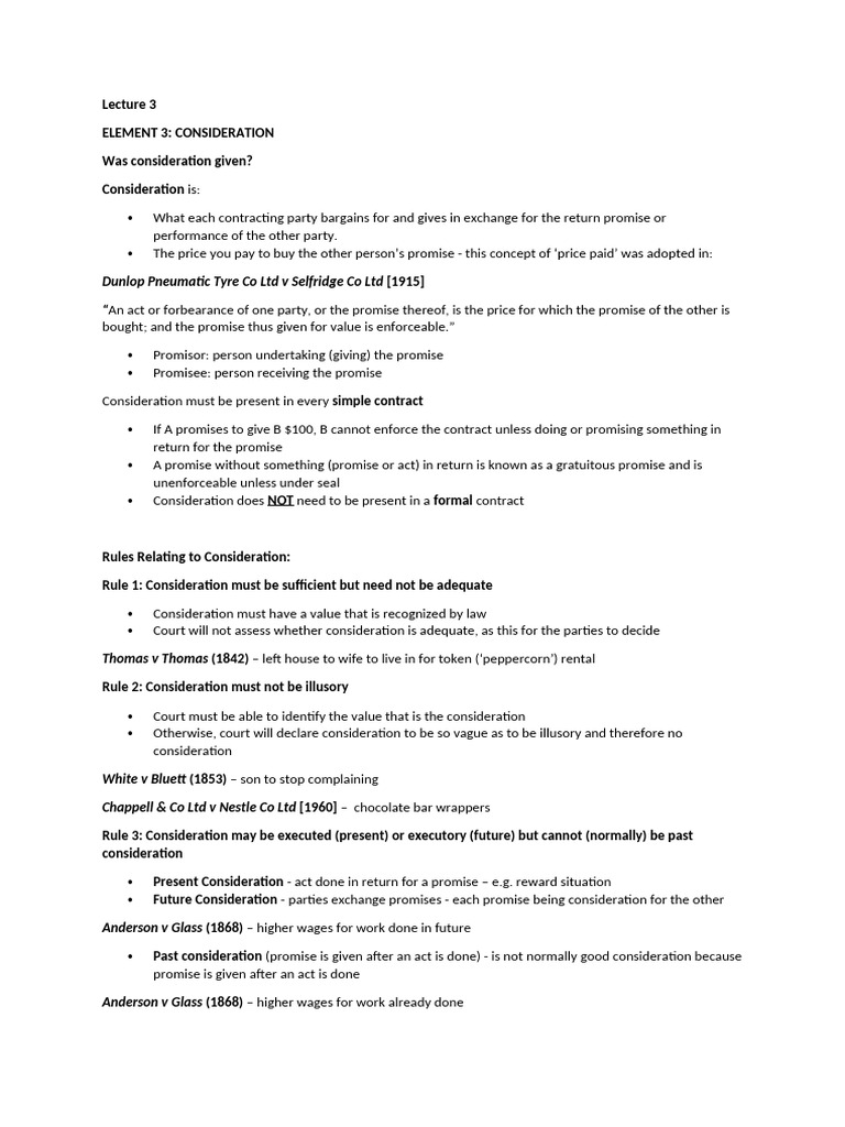 Understanding Consideration in Contracts | PDF | Law Of Agency ...