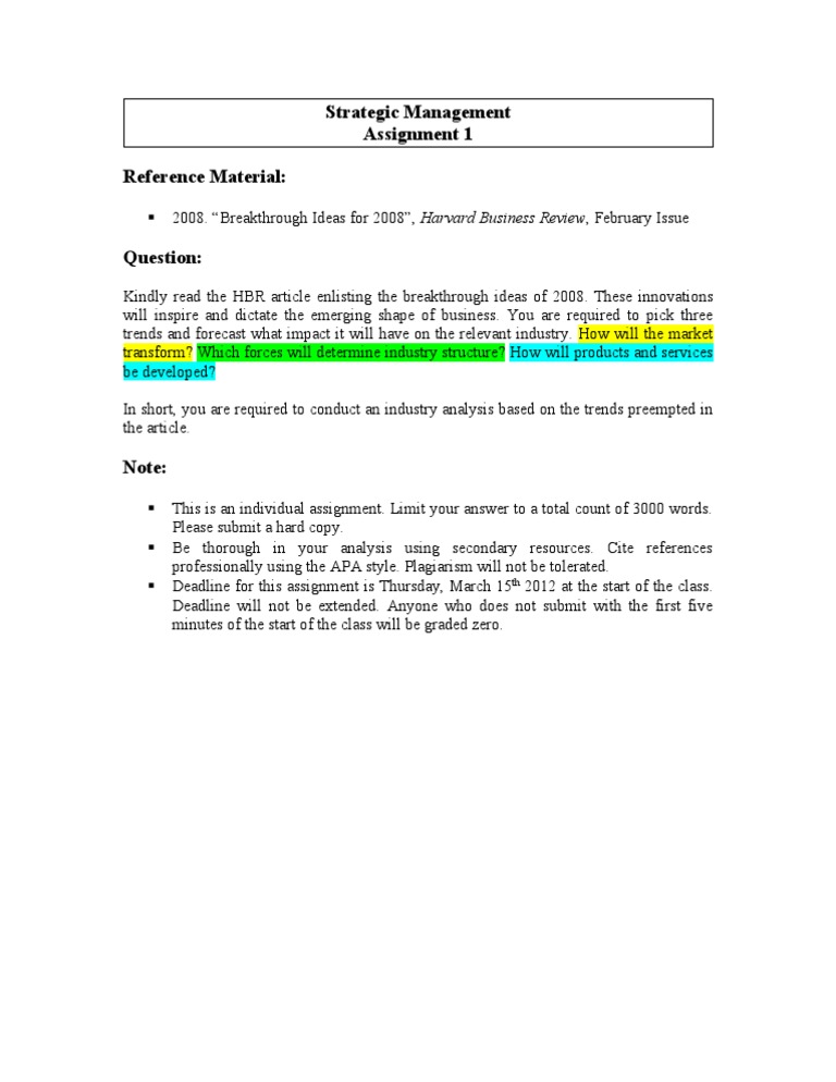 Week 1 Strategic Management Assignment | PDF | Business