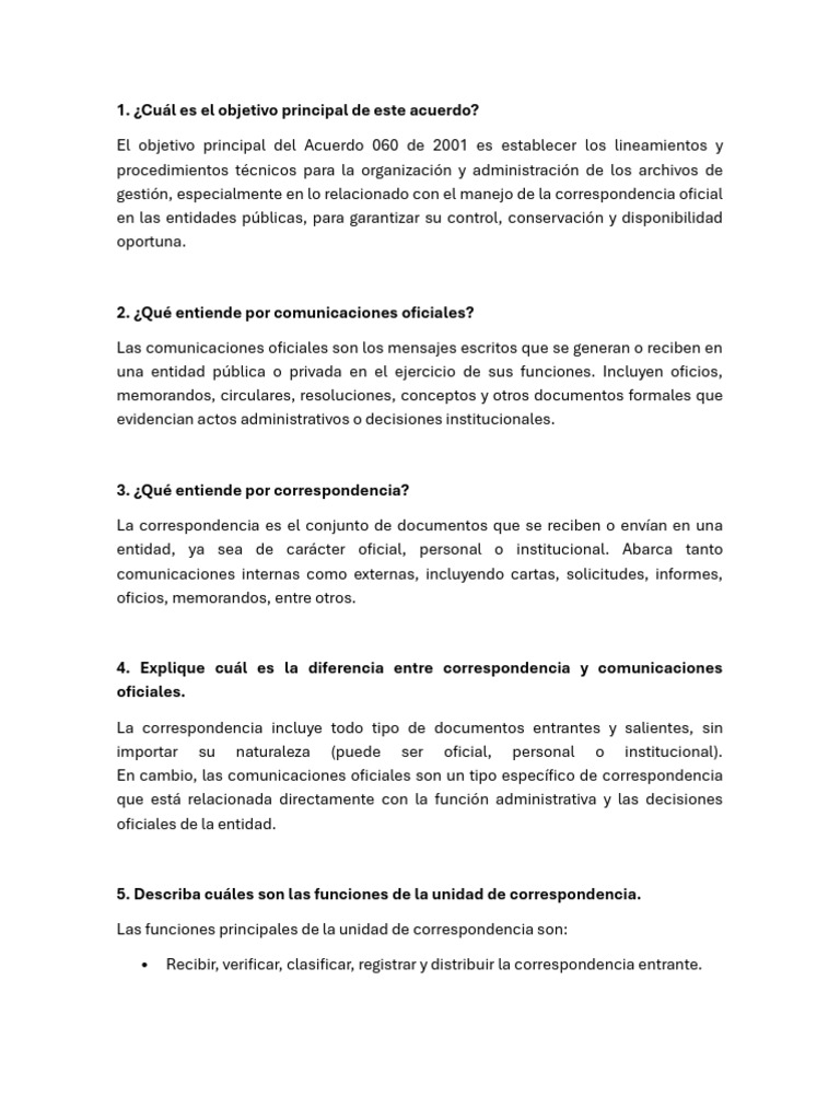 Lineamientos del Acuerdo 060 de 2001 | PDF