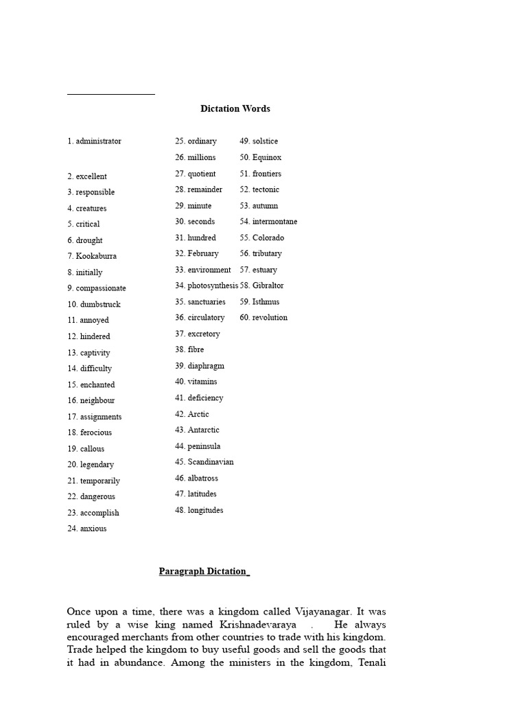 Dictation Words and Stories Guide | PDF