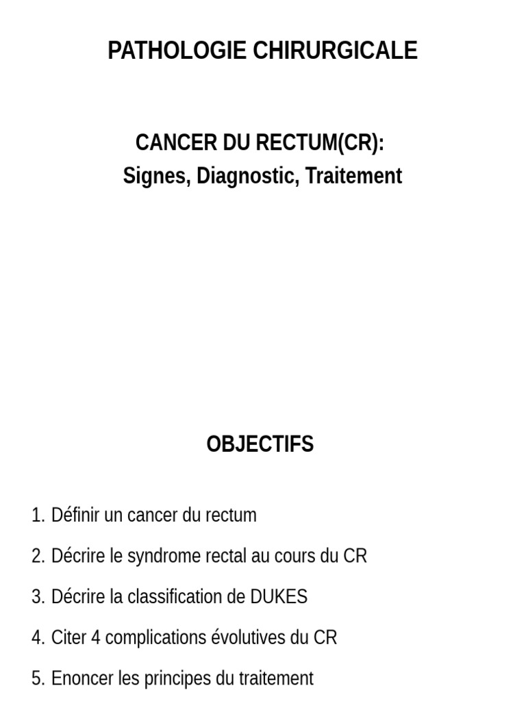 Cancer du Rectum : Signes et Traitements | PDF | Rectum | Cancer
