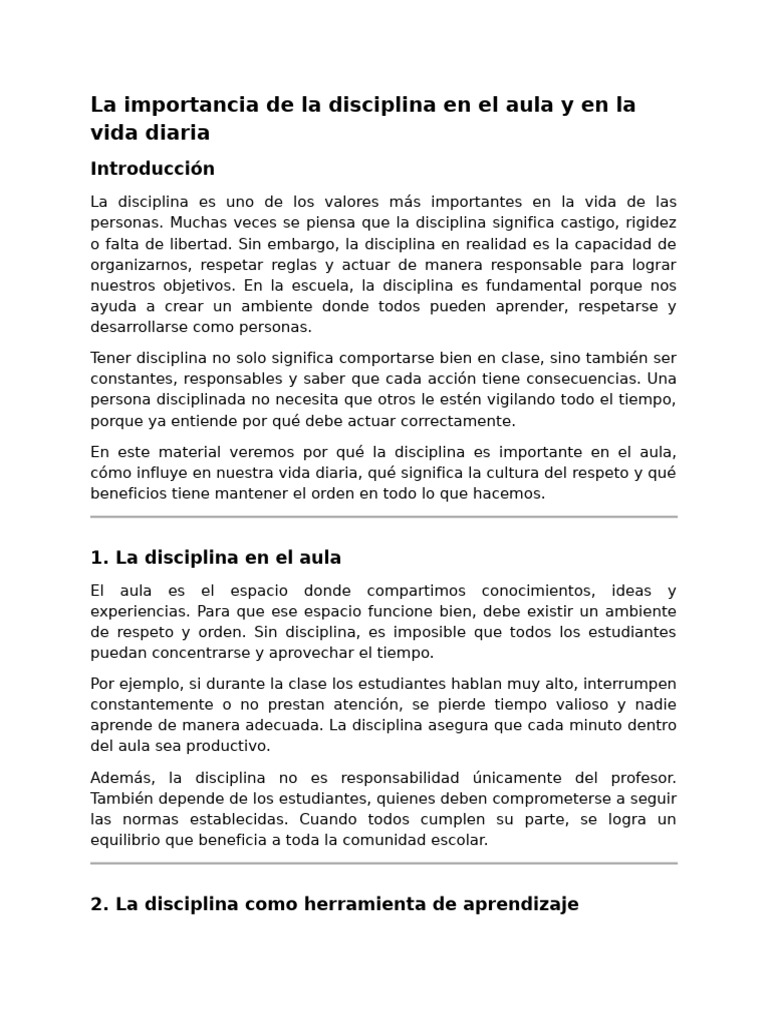 Disciplina: Clave para el Aprendizaje y Vida | PDF | Disciplinas ...
