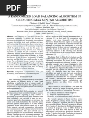 A Randomized Load Balancing Algorithm In Grid using Max Min PSO Algorithm 