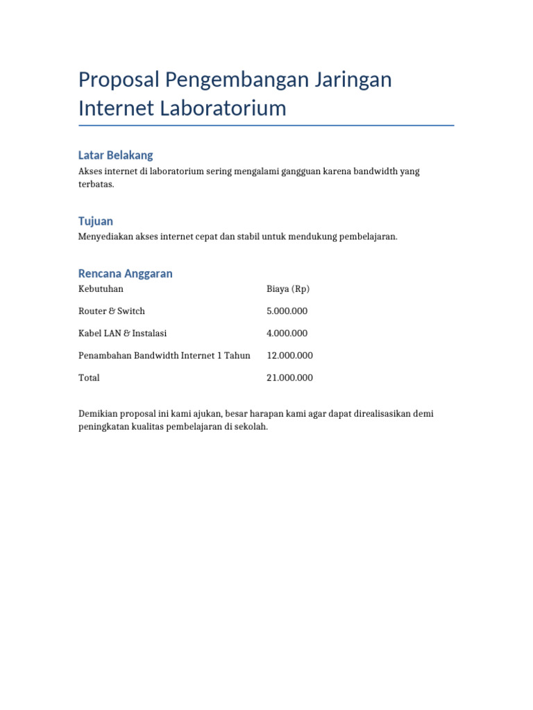 Proposal Peningkatan Jaringan Internet Laboratorium | PDF