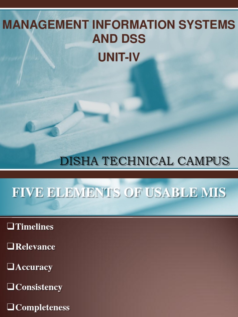 Management Information Systems and Dss Unit-Iv: Disha Technical Campus ...