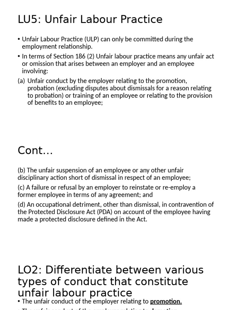 Unfair Labour Practice Explained | PDF | Private Law | Business