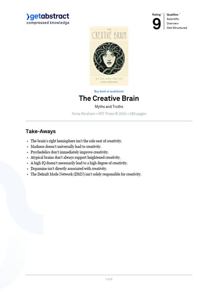 The Creative Brain Abraham en 48959 | PDF | Creativity | Mental Disorder