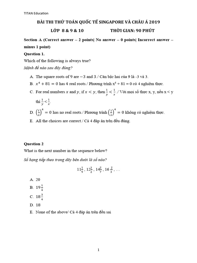SIMOC2019 MockTest S2 3 4 | PDF