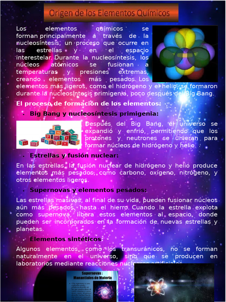 Formación de elementos químicos en el universo | PDF