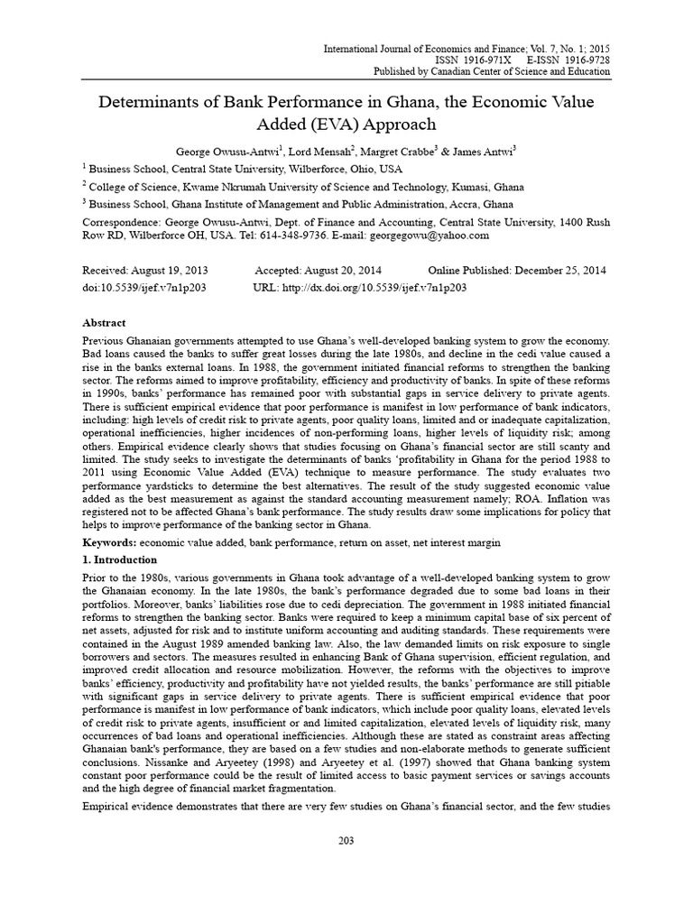 Bank Performance Determinants in Ghana | PDF | Banks | Interest