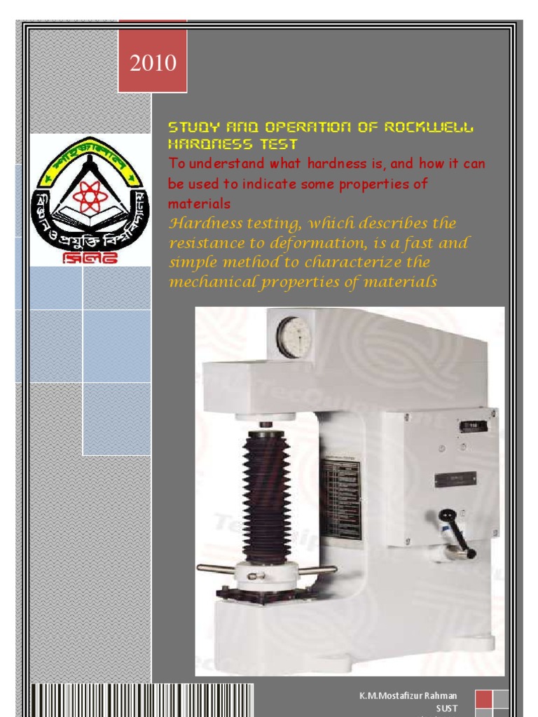 Rockwell Hardness Test PDF Hardness Materials