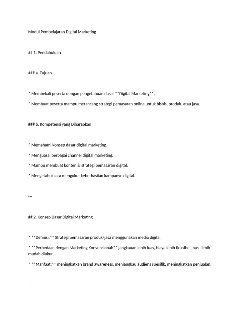 Modul Pembelajaran Digital Marketing Pdf
