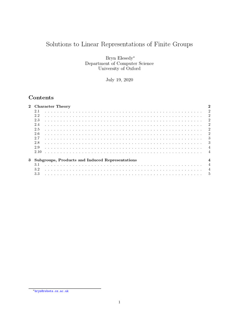 Linear Representations of Finite Groups | PDF | Group Representation ...