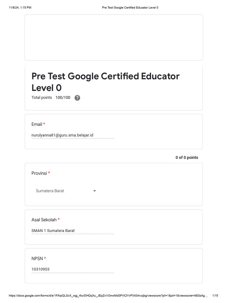Pre Test Google Certified Educator Level 0 | PDF