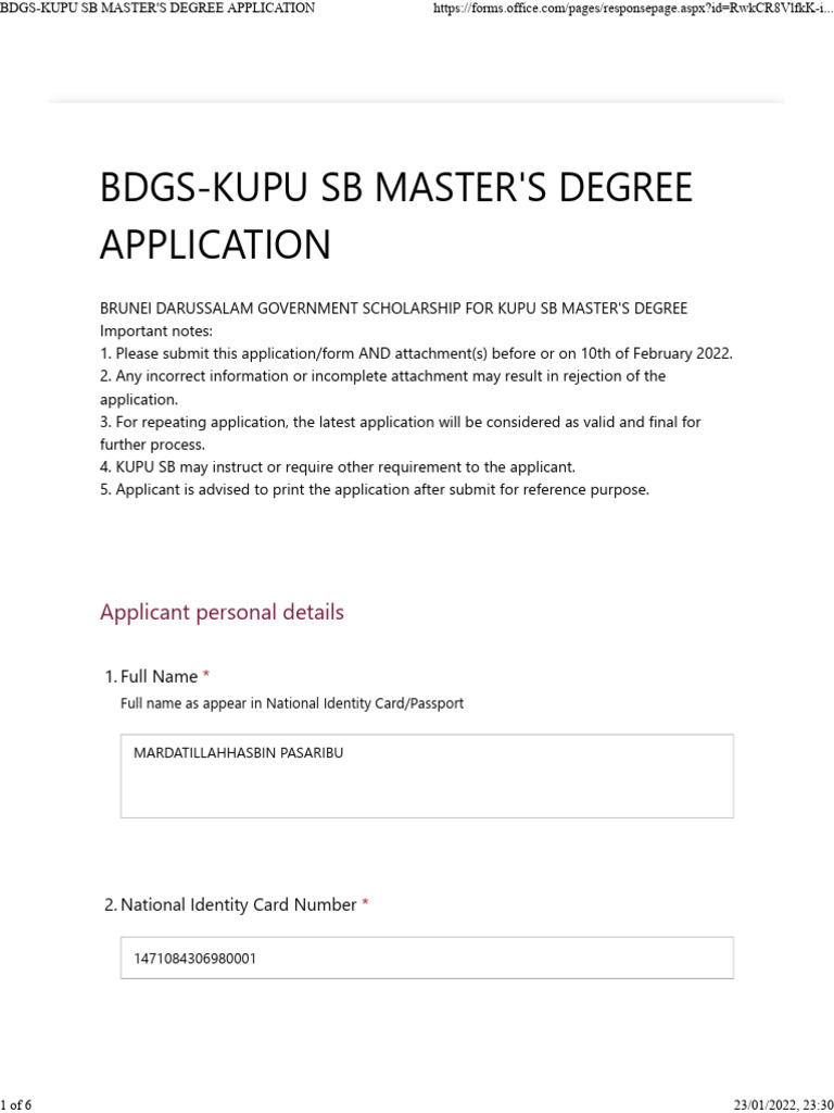 KUPU SB Master's Degree Application Guide | PDF