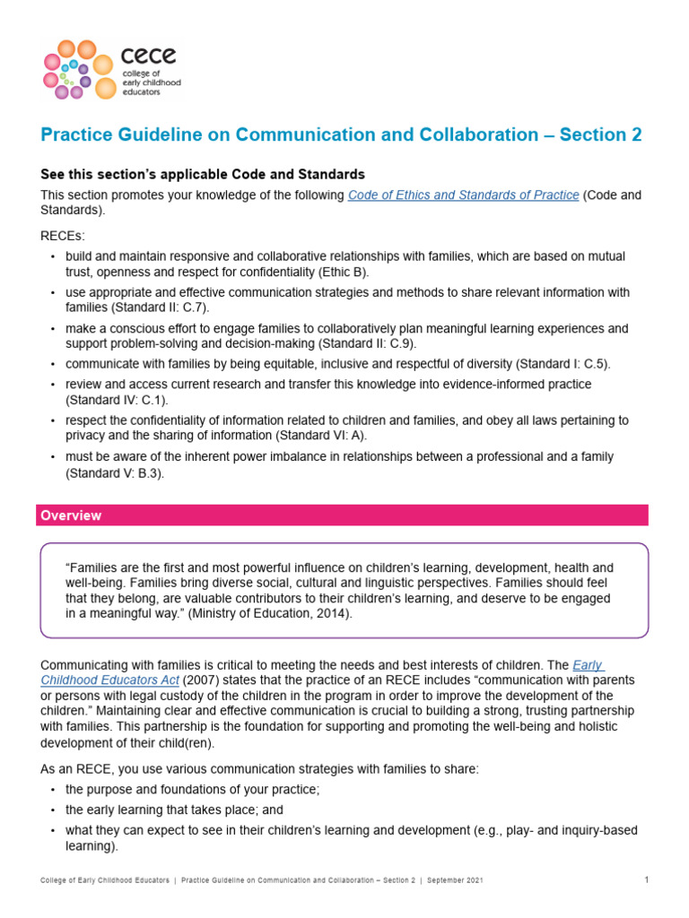 Communication Guidelines for Early Educators | PDF | Communication ...
