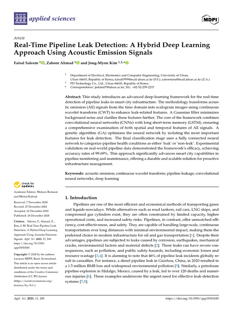 Real-Time Pipeline Leak Detection System | PDF | Wavelet | Deep Learning