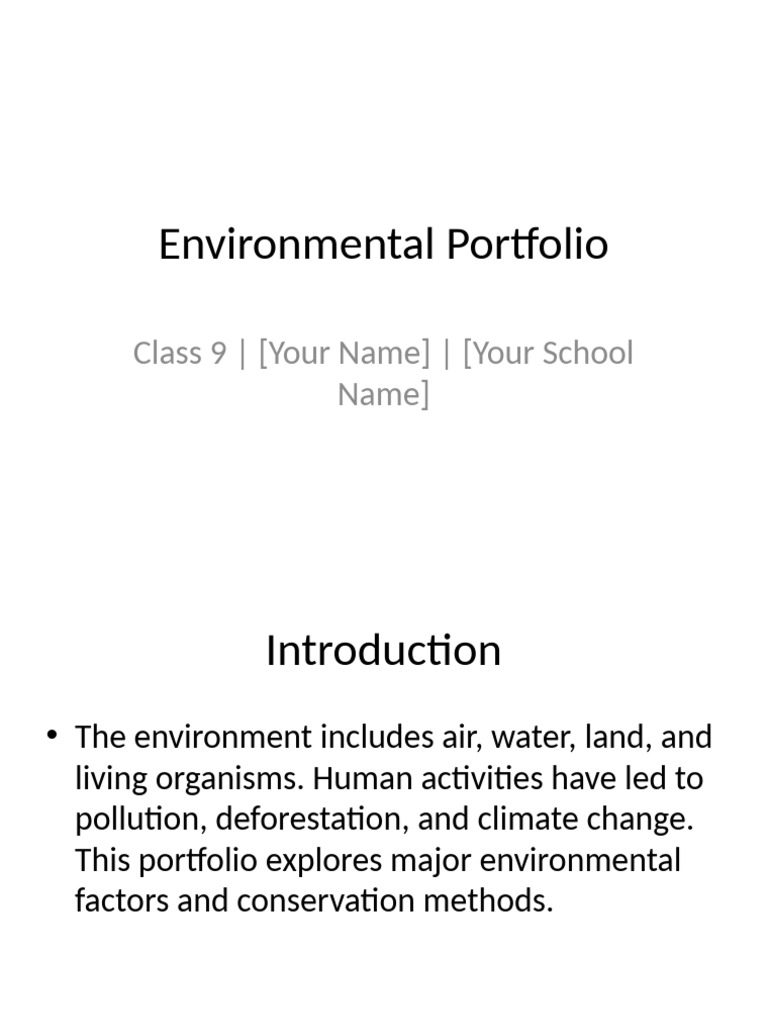 Environmental Conservation Portfolio | PDF