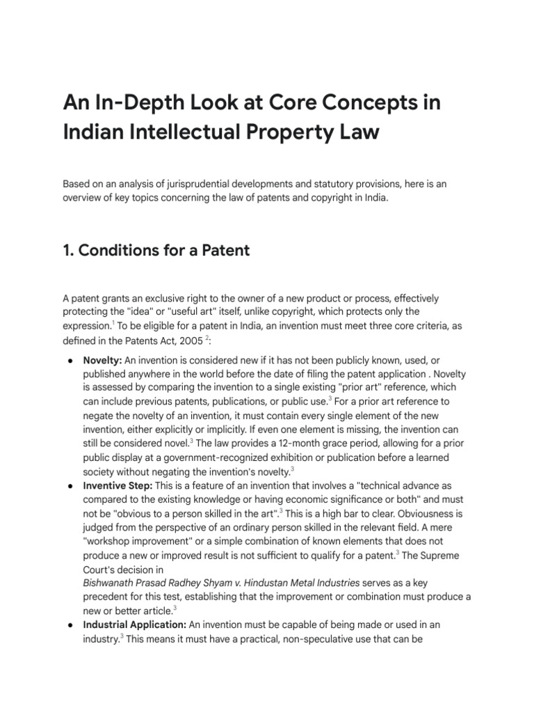 Imp Topics For IPR - 1. Conditions For Patent - 2.... | PDF | Novelty ...