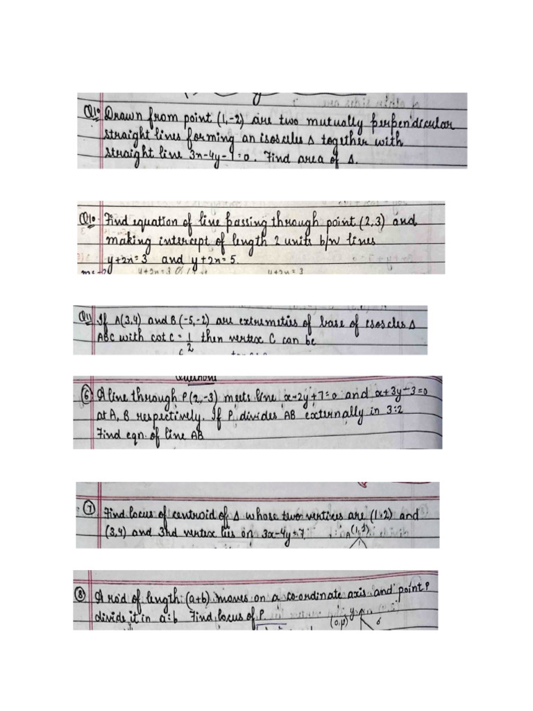 Straight Line Class Notes 1 3 | PDF
