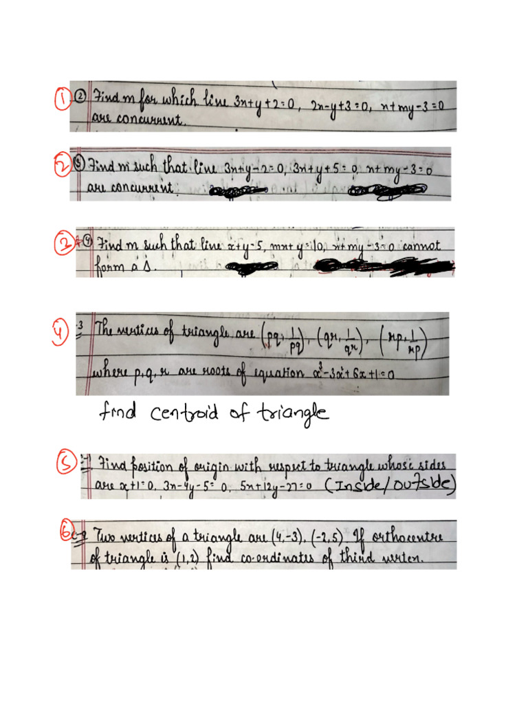 Straight Line Class Notes 1 2 | PDF
