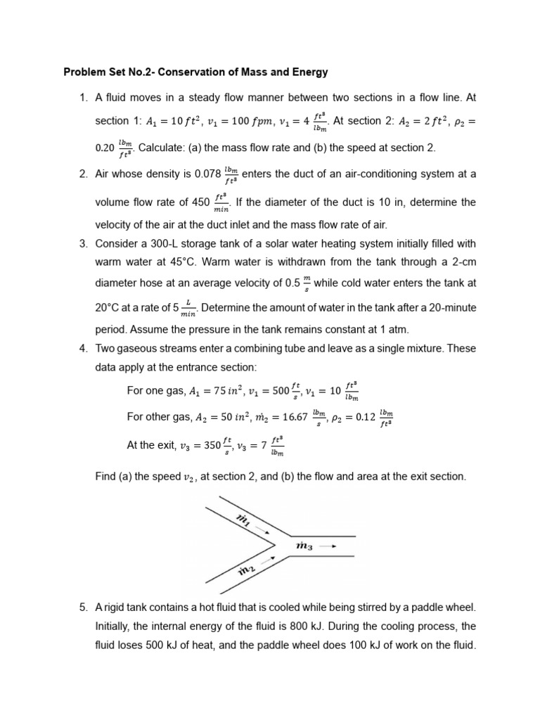 Conservation of Mass and Energy Problems | PDF | Fluid Dynamics | Gases