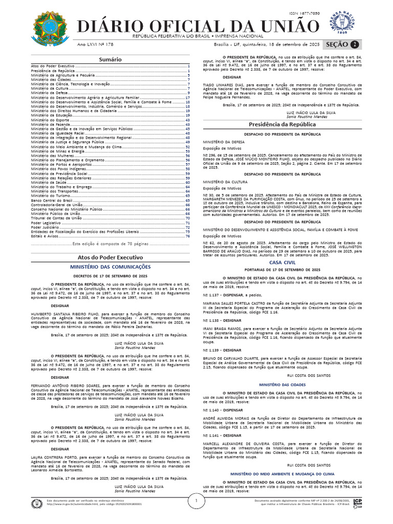Atos do Poder Executivo - 18/09/2025 | PDF | Emenda Constitucional ...