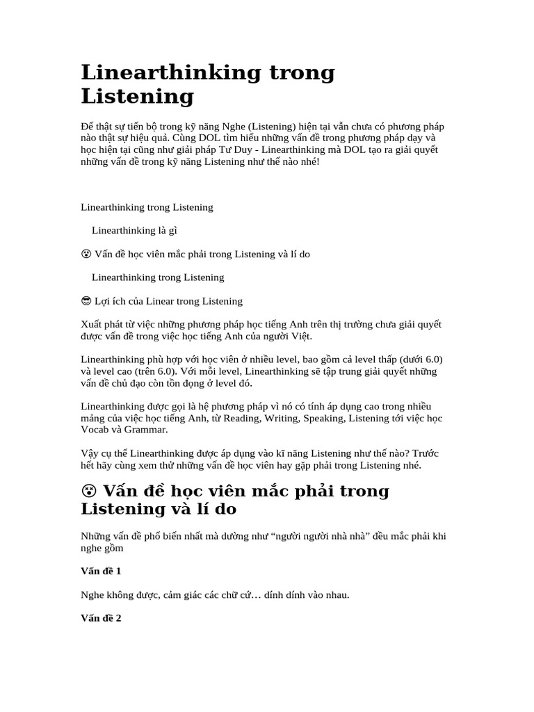 Linearthinking Trong Listening | PDF