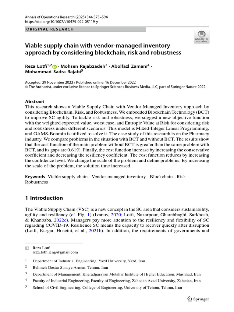 Blockchain-Enhanced Vendor Managed Inventory | PDF | Mathematical ...