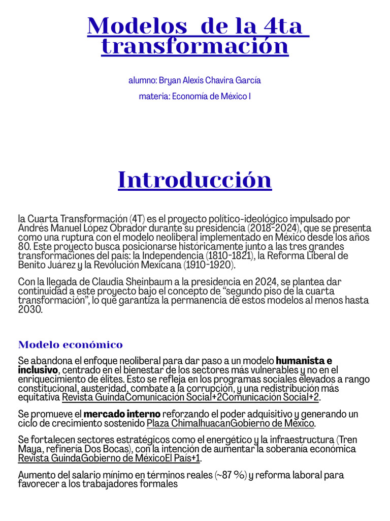 Modelos de la Cuarta Transformación en México | PDF | México ...