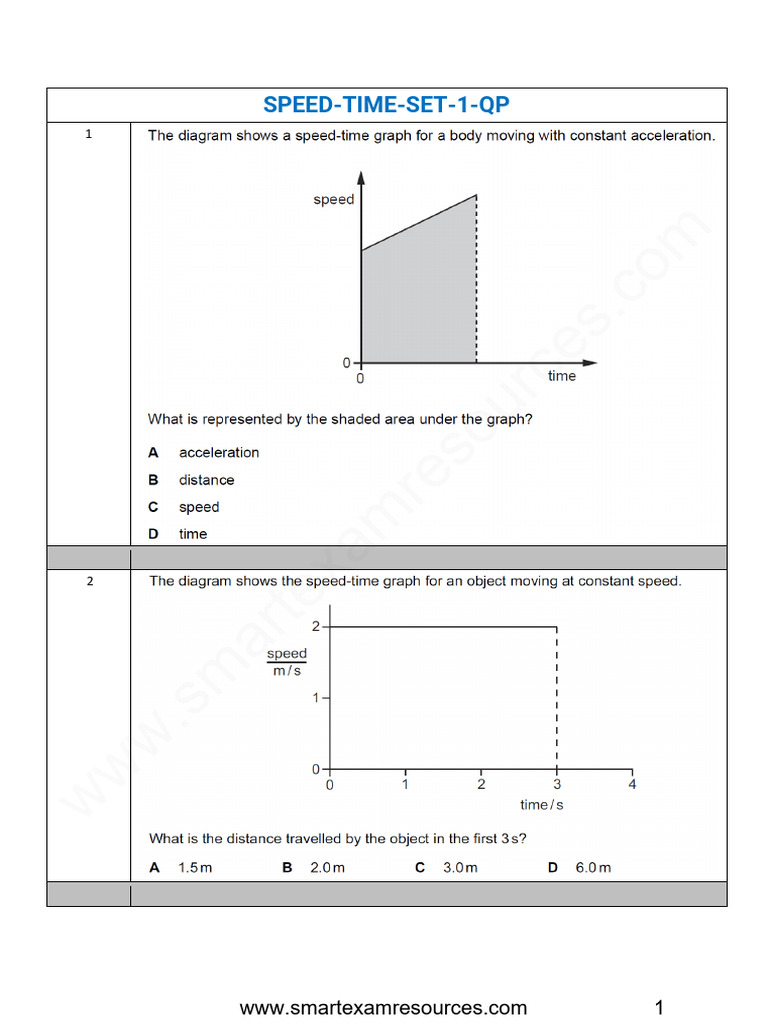 Speed Time Set 1 Question Paper | PDF
