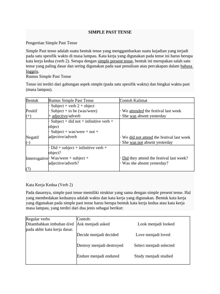 Simple Past Tense | PDF