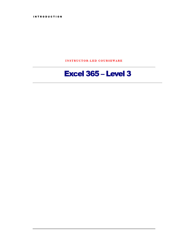 Excel 365 Level 3 Course Overview | PDF | Microsoft Excel | Databases