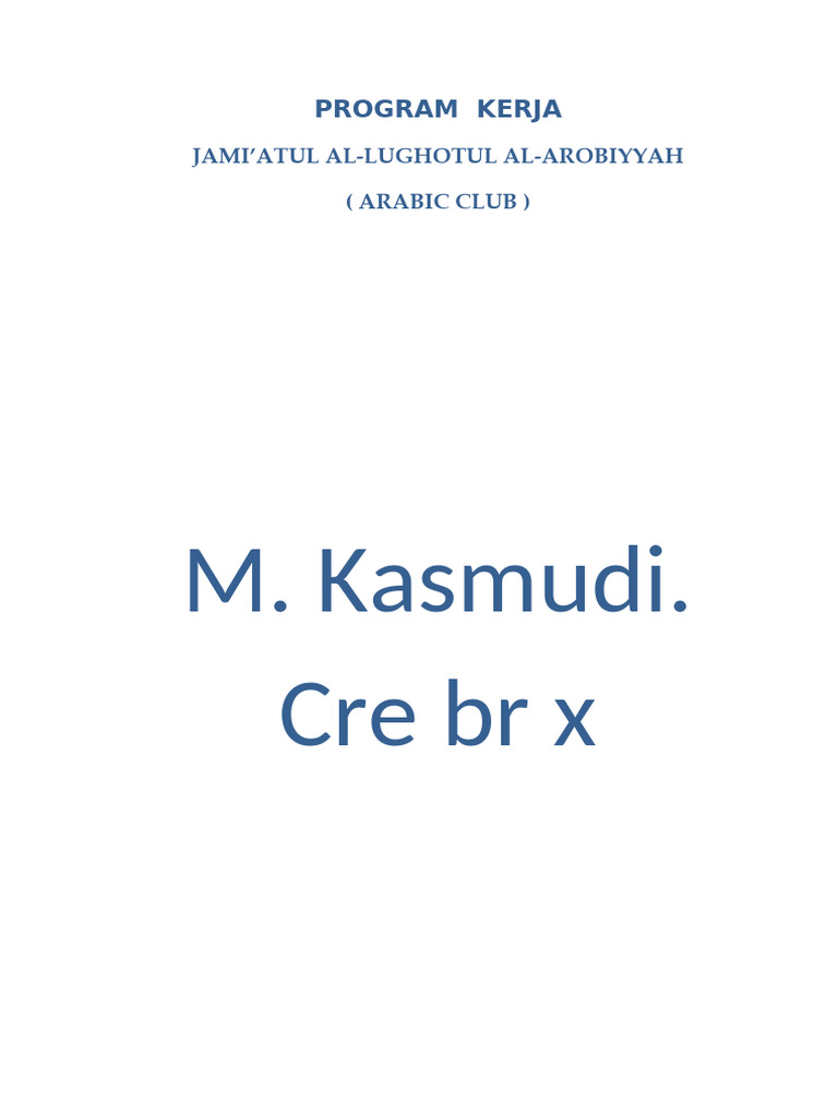 Program Kerja Eskul Bahasa Arab | PDF