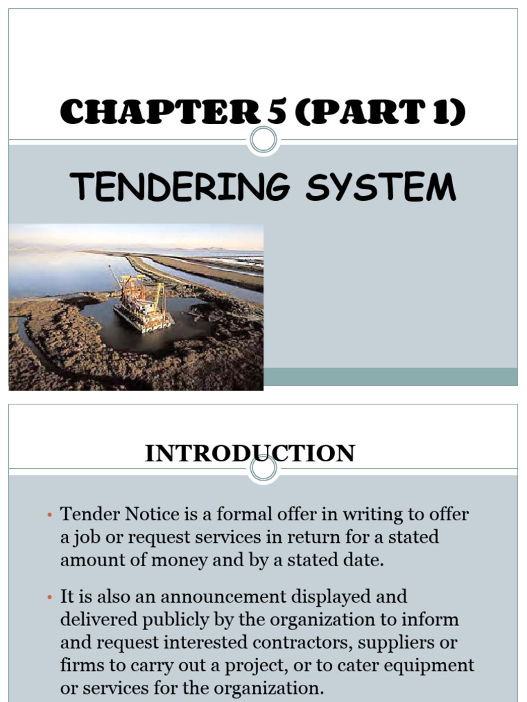 Chapter 5 (Part 1) - Tendering System - Construction Project Management ...