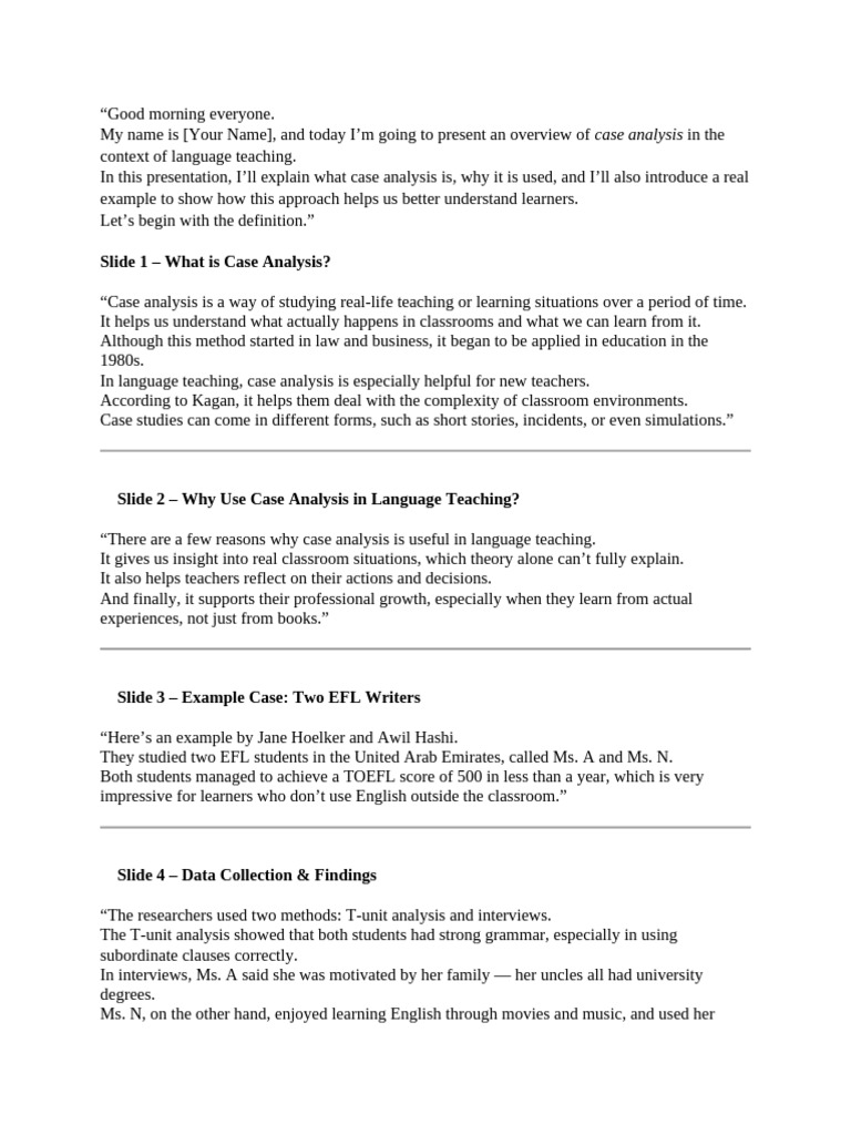 Case Analysis in Language Teaching | PDF | Language Education | Learning