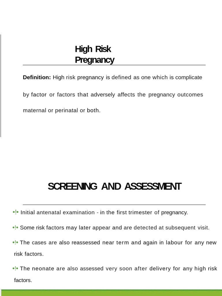 High Risk Pregnancy Screening Guide | PDF | Pregnancy | Medical Imaging
