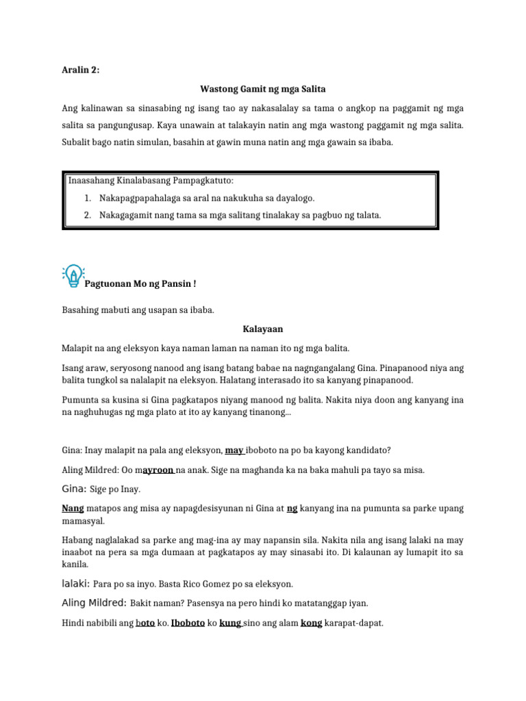 Yunit 4 Aralin 2 | PDF