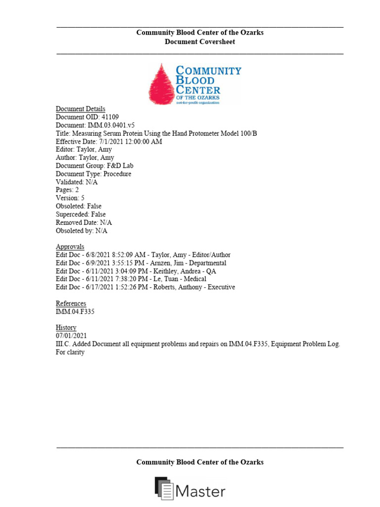 IMM 03 0401 v5 | PDF | Blood Plasma