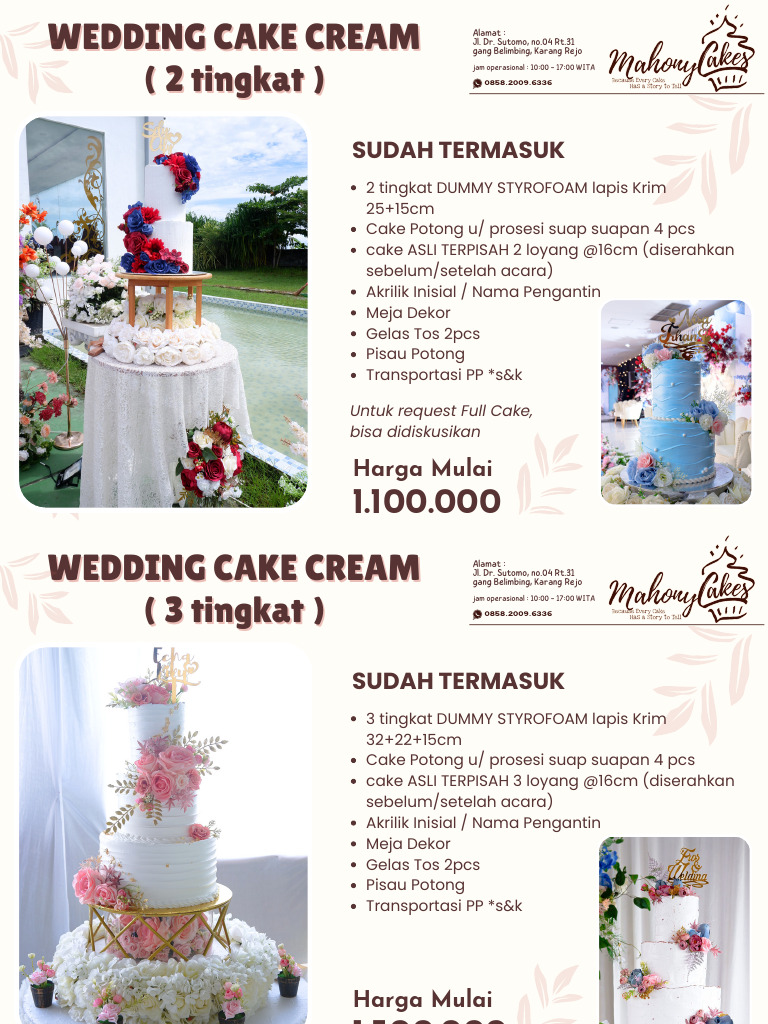 Wedding Cake Pricelist New | PDF