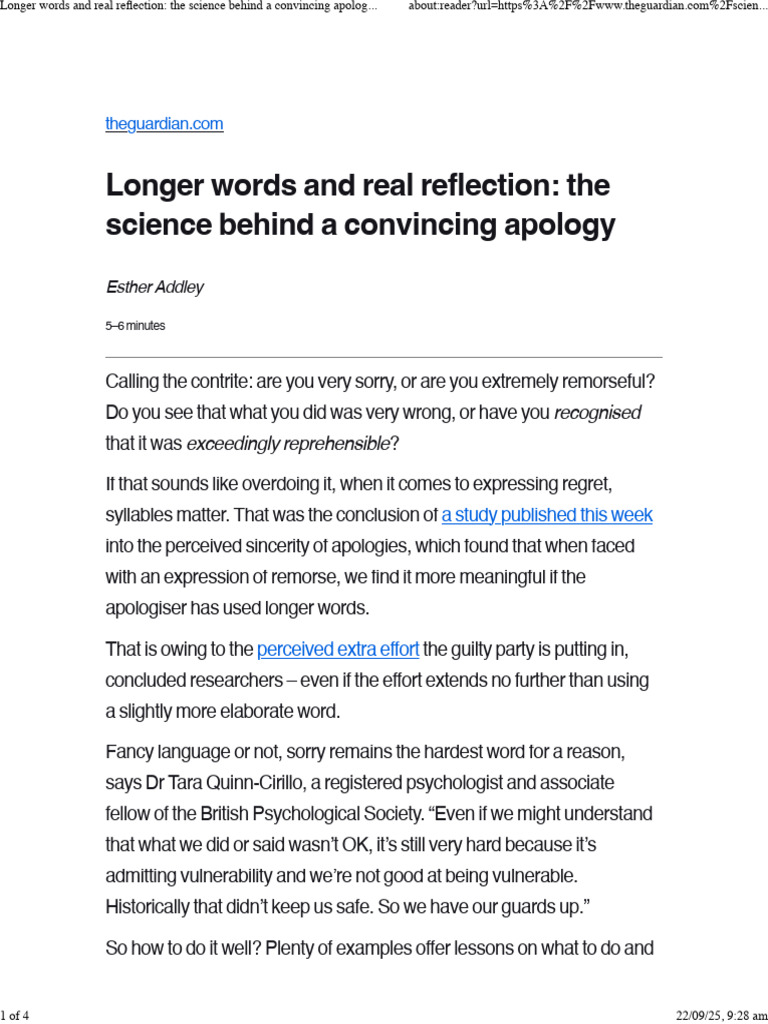 Science of Effective Apologies Explained | PDF