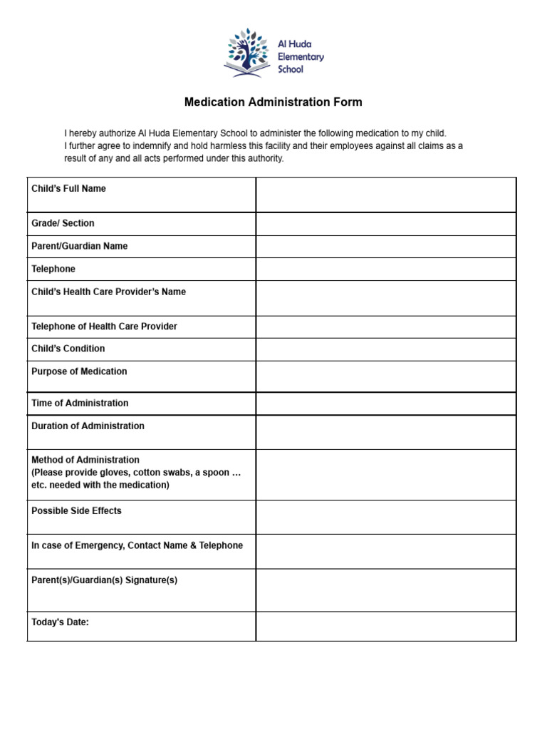 Medication Authorization Form Template | PDF