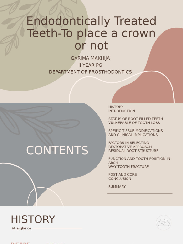 Restoring Endodontically Treated Teeth | PDF | Periodontology | Human Tooth