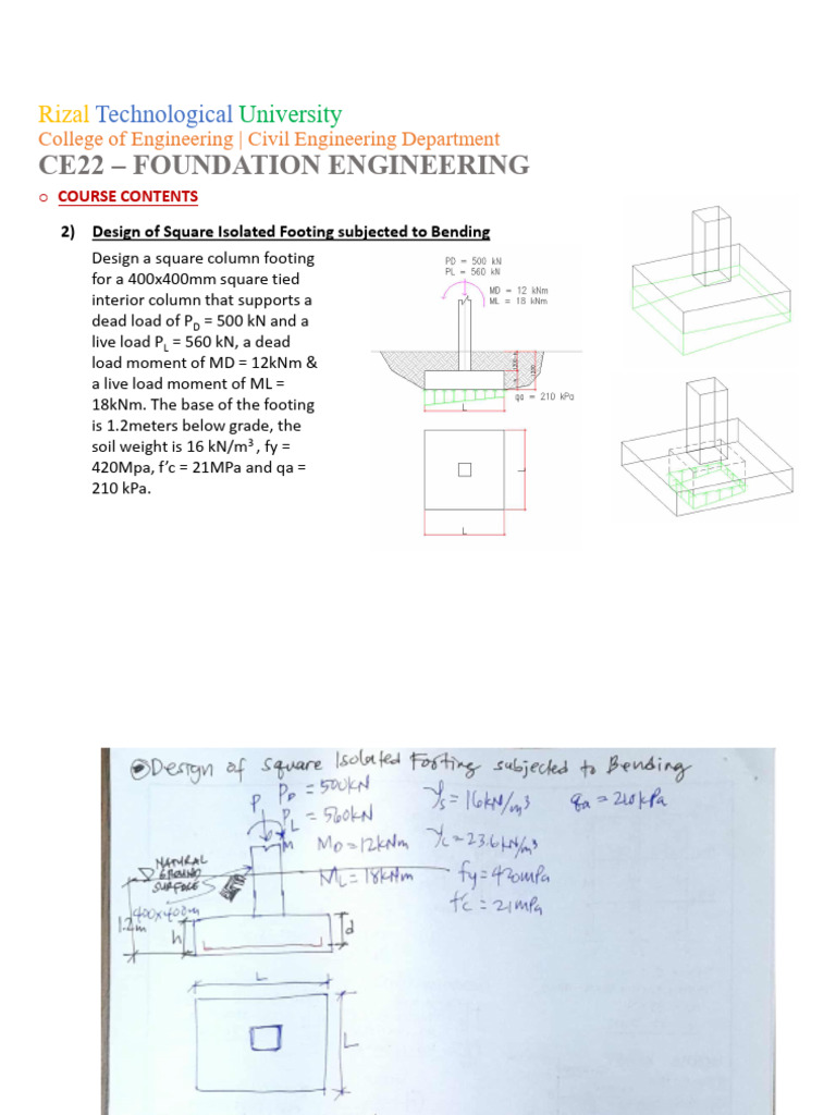 Square Isolated Footing Design Guide | PDF