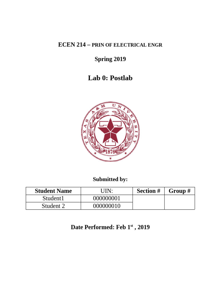Postlab Template | PDF