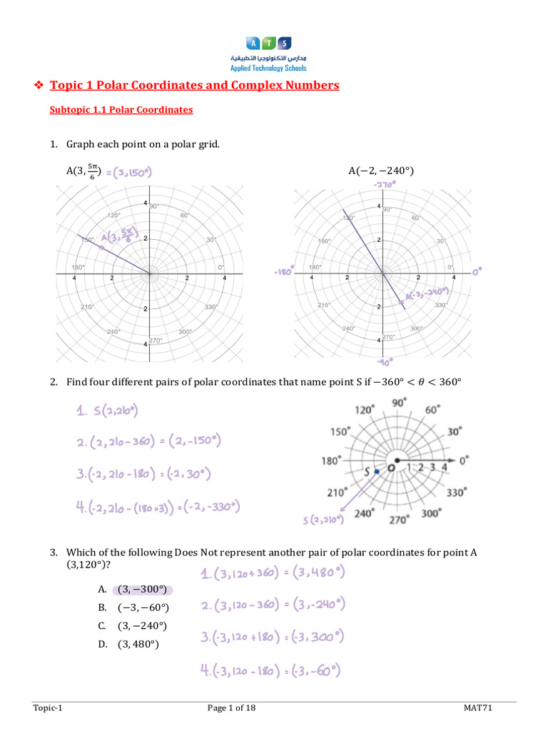 MAT71-Topic 1-Polar Coordinates and Complex Numbers (2) 2 | PDF ...