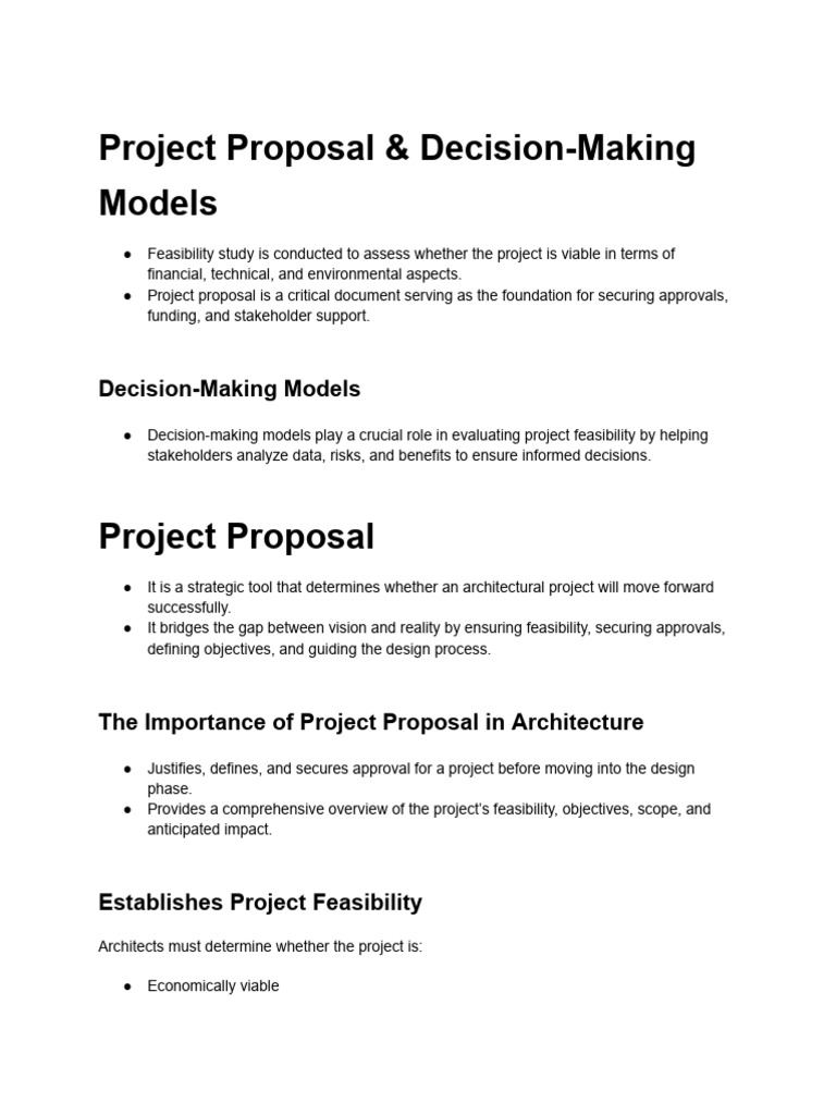 Project Proposal and Decision Models Guide | PDF | Green Building ...