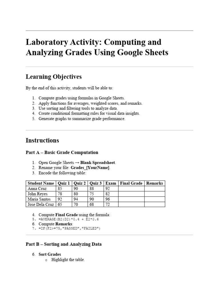 Google Sheets Grade Analysis Guide | PDF | Spreadsheet | Accuracy And ...