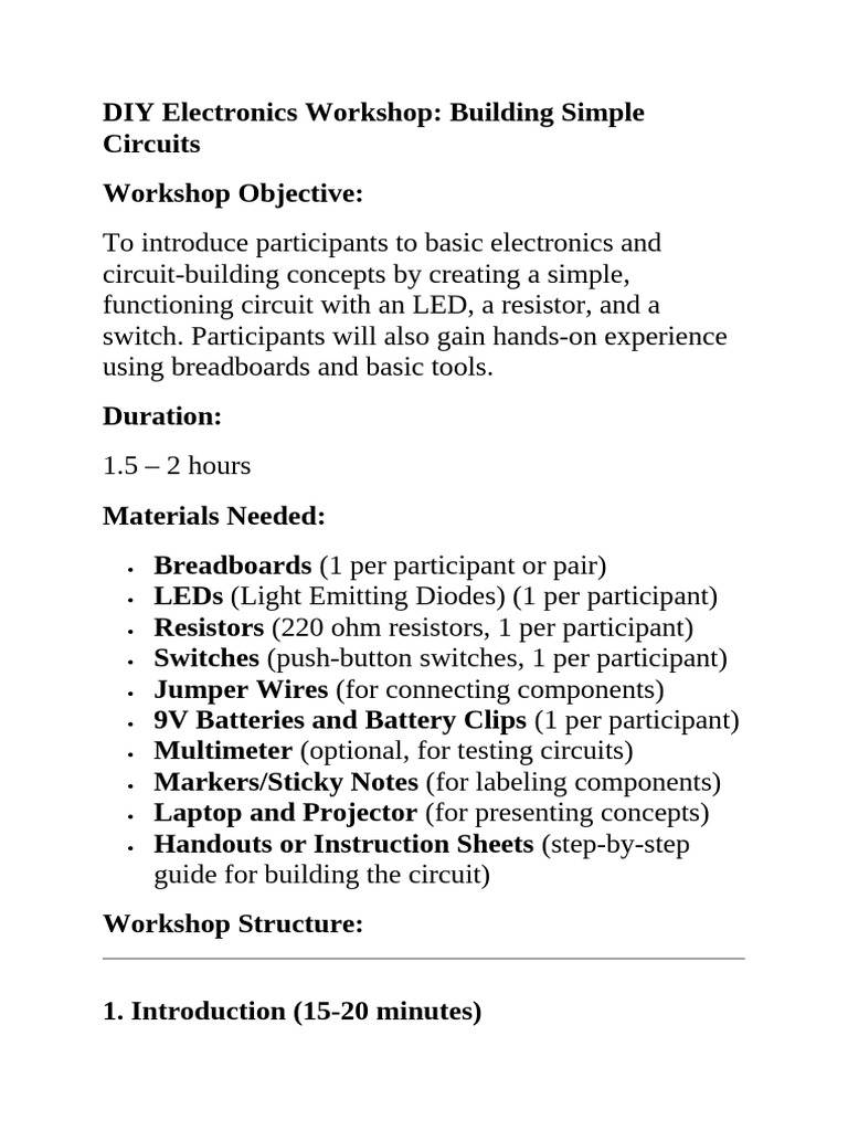 DIY Electronics Workshop | PDF | Electrical Network | Resistor